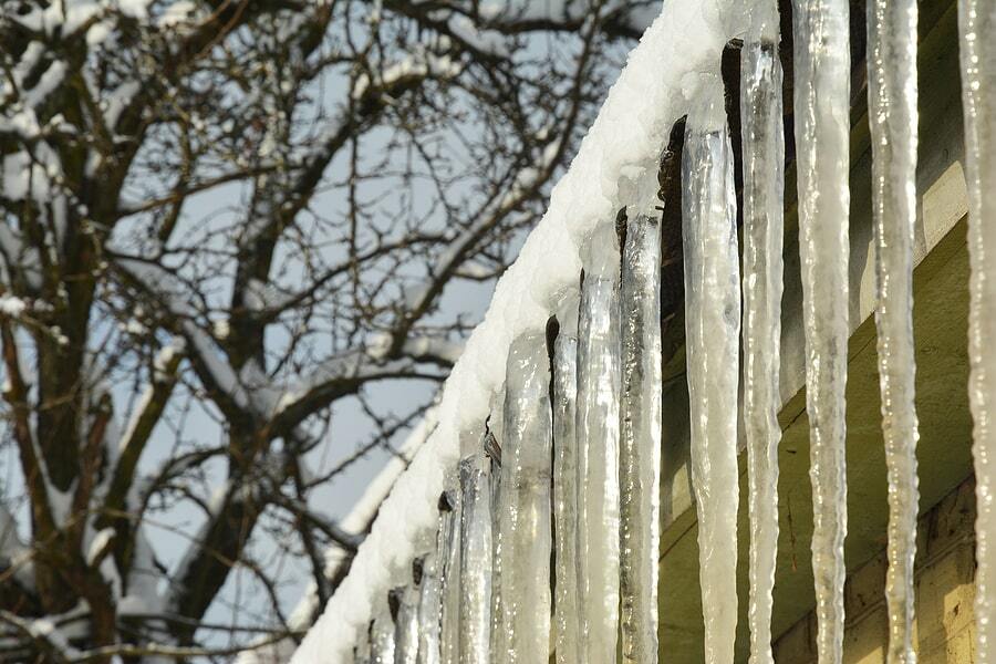 ice dam buildup causing roof leak