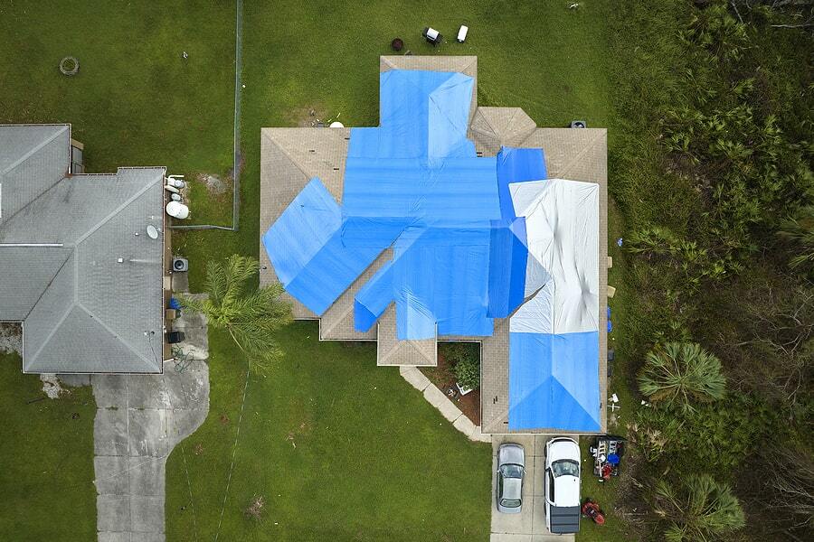 roof damage blue tarp cover