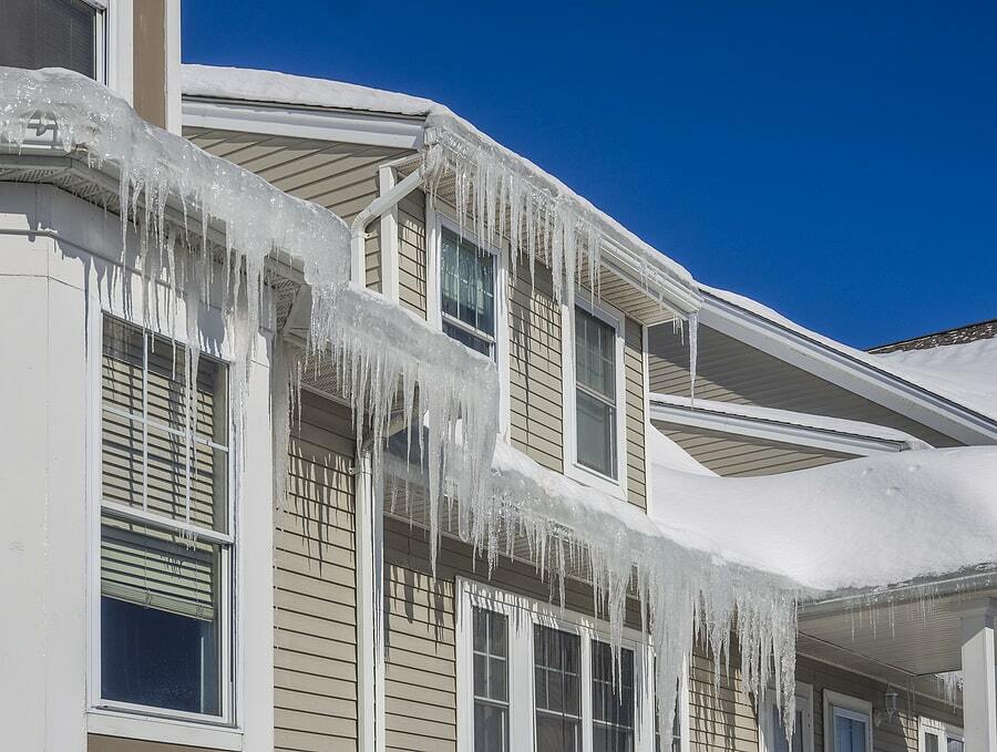 roof ice dams on residential home