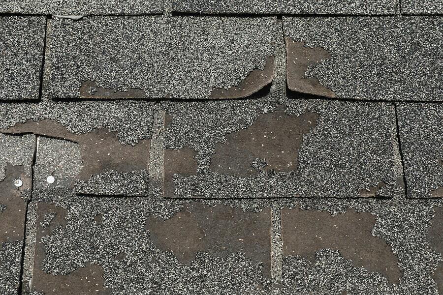 weakened asphalt roof